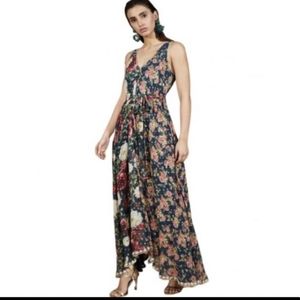 Hemant & Nandita Hermosa Bias Floral Sleeveless Tie Maxi Dress Size S
